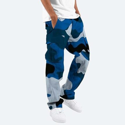 Cargo Pants for Men Baggy, Mens Cargo Pants Casual Joggers Athletic Pants Loose Straight Sweatpants Trousers Pockets